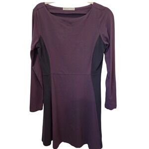 Athleta Purple Black Colorblock Long Sleeve A Line Dress Size S
